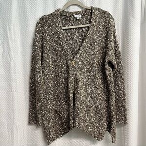 J. Jill Brown Marled Chunky Slouchy Oversized Farmhouse Cardigan Sweater Medium